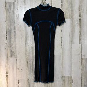 Urban Outfitters Black and Blue Bodycon Dress Short Sleeve